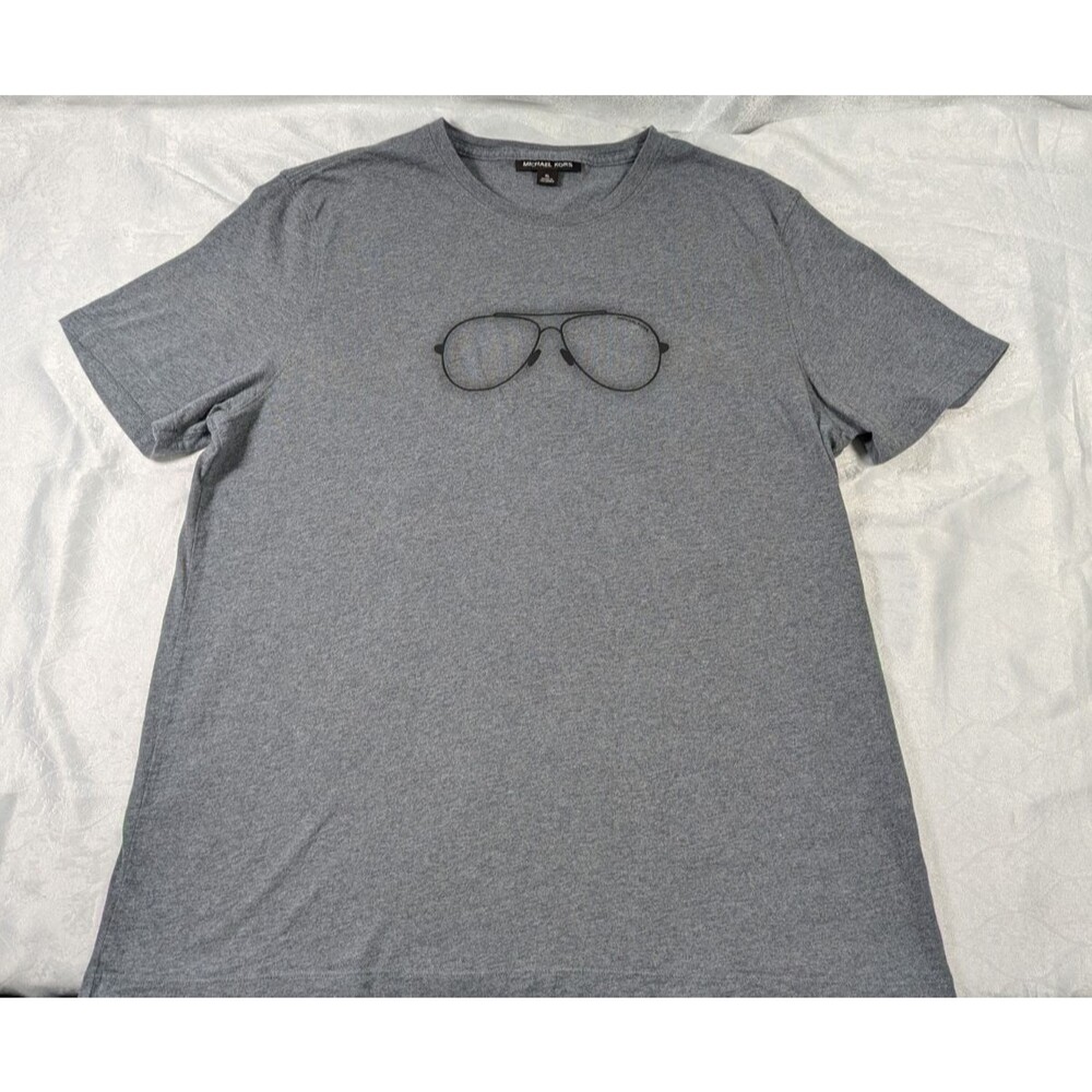 Michael Kors Men's XL Aviator Sunglasses Graphic T-Shirt Gray 100% Cotton